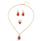 UNI-11289 - Red Diamond  Gold - Jewelry Set