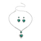 UNI-11946 - Green Heart Diamonds Silver - Jewelry Set