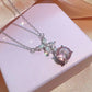 UNI-11020 - Pink Flower Diamond Silver - Jewelry Set