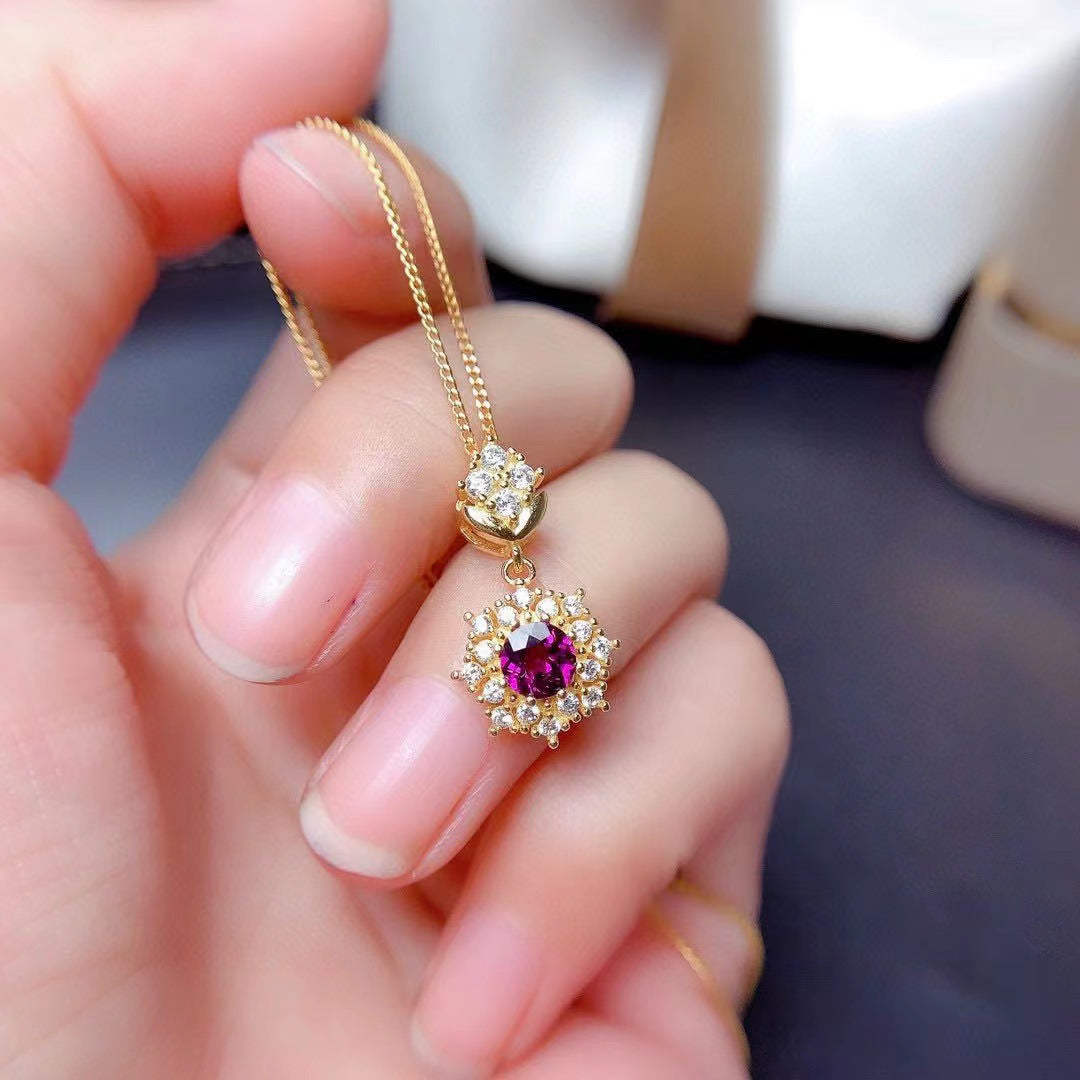 UNI-11044 - Maroon Diamond Silver - Jewelry Set