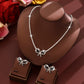 UNI-11378 - Black Fancy Bow Diamonds Silver - Jewelry Set