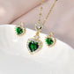 UNI-11023 - Green Diamond Heart - Jewelry Set