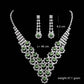 UNI-11925 - Fancy Green Diamonds Silver  - Jewelry Set