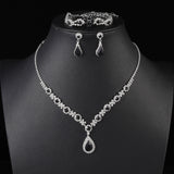 UNI-11940- Premium Teardrop Black Diamonds Silver - Jewelry Set Of 3