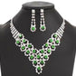 UNI-11925 - Fancy Green Diamonds Silver  - Jewelry Set