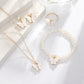 UNI-10555 - White Butterfly Pearl Gold  - Jewelry Set