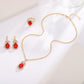 UNI-11289 - Red Diamond  Gold - Jewelry Set