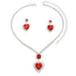 UNI-11947 - Red Heart Diamonds Silver - Jewelry Set