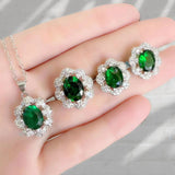 UNI-11045 - Oval Green Diamond - Jewelry Set