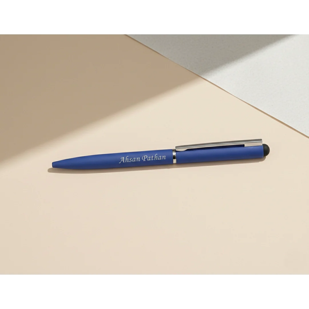 Personalized Navy Blue Stylus Pen – Custom Engraved 2-in-1 Minimalist Pen – Customized Pen