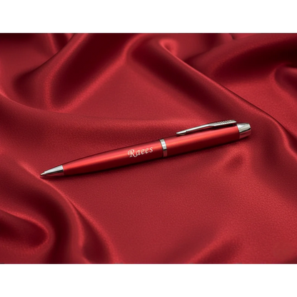 Premium Metallic Scarlet Red & Silver Personalized Pen – Custom Laser Engraved – Customized Pen