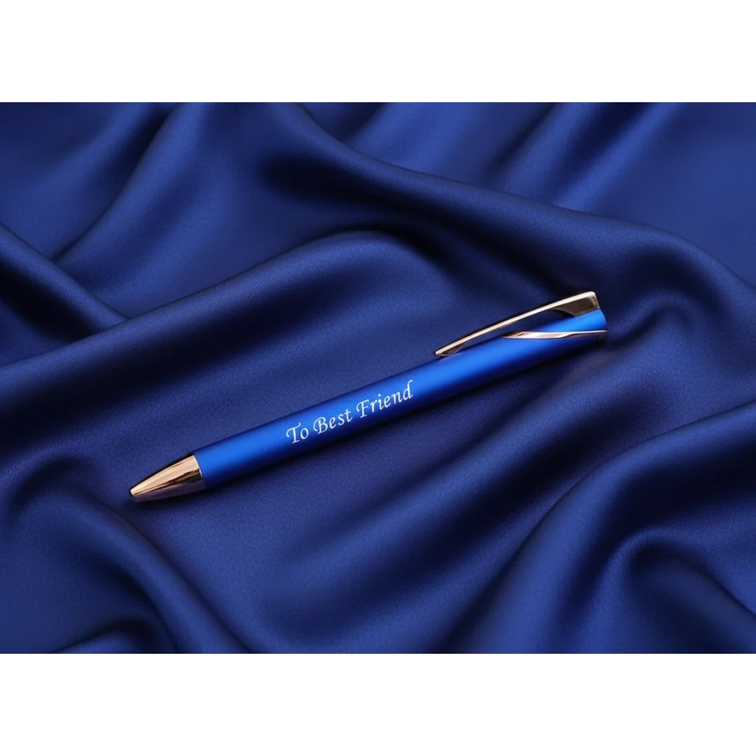 Luxury Sapphire Blue & Rose Gold Personalized Pen – Custom Laser Engraved Premium Gift – Customized Pen