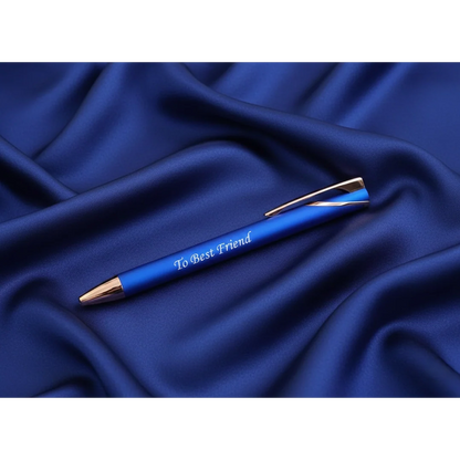 Luxury Sapphire Blue & Rose Gold Personalized Pen – Custom Laser Engraved Premium Gift – Customized Pen