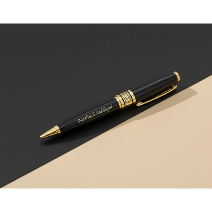 Luxury Grecian Gold & Gloss Black Personalized Pen – Custom Engraved Premium Gift – Customized Pen