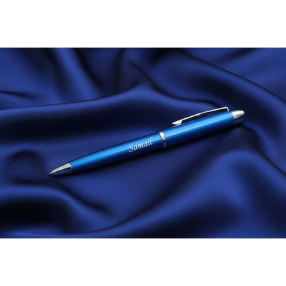 Royal Cobalt Blue & Silver Personalized Pen – Customized Laser Engraved Gift for Loved Ones