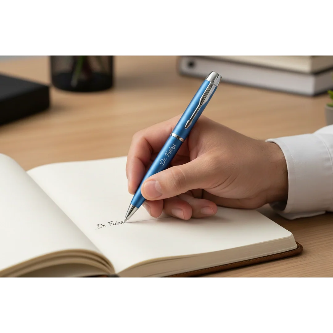 Royal Cobalt Blue & Silver Personalized Pen – Customized Laser Engraved Gift for Loved Ones