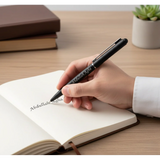 Midnight Matte Black & Silver Personalized Pen – Luxury Custom Engraved – Customized Pen For Him