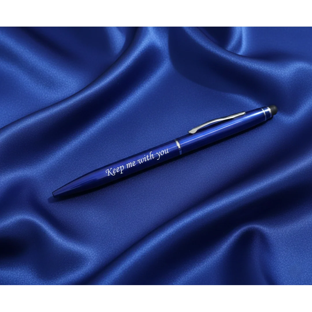 Personalised Royal Blue Stylus Pen – Custom Engraved 2-in-1 Executive Gift – Customized Pen For Mother's Day