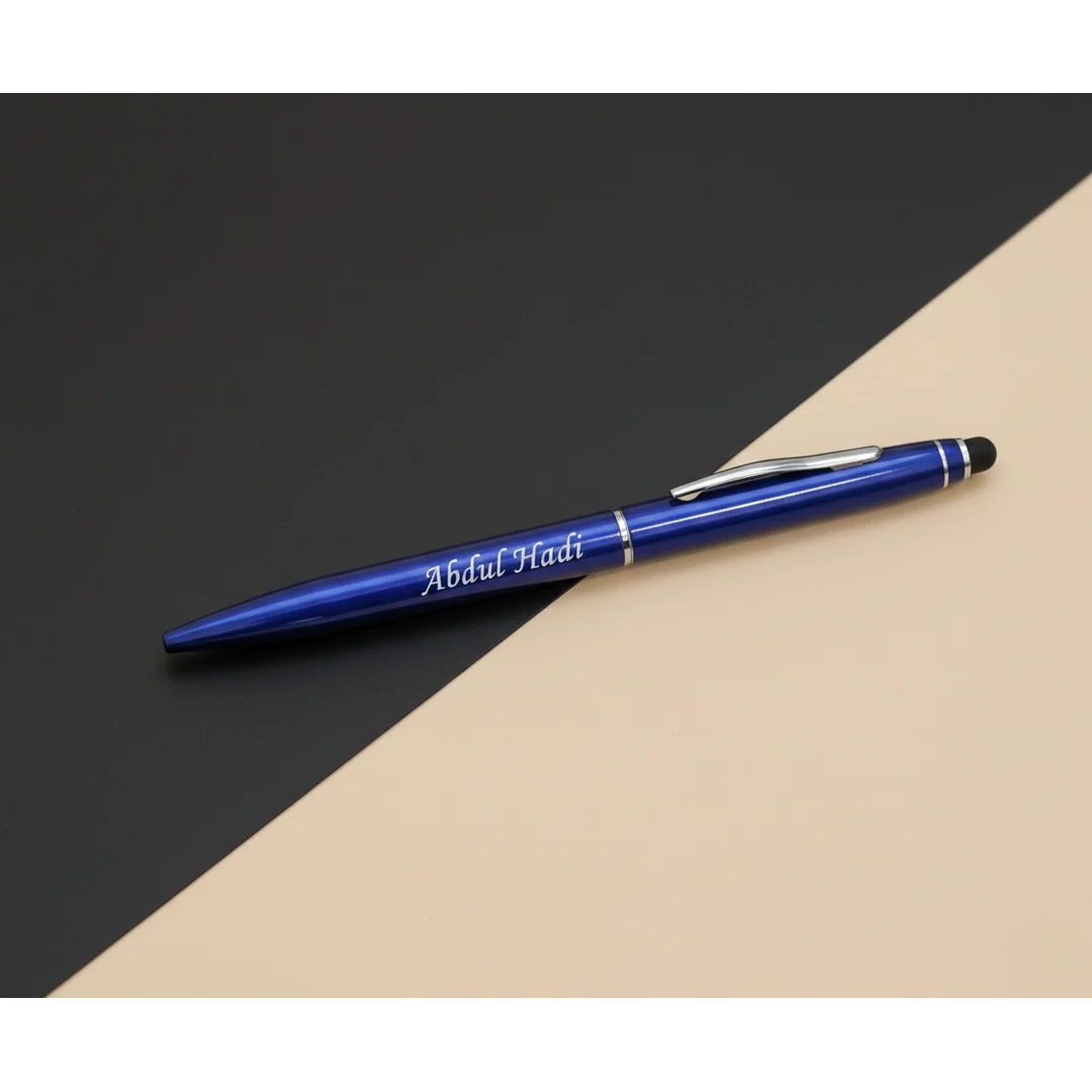 Personalised Royal Blue Stylus Pen – Custom Engraved 2-in-1 Executive Gift – Customized Pen For Mother's Day