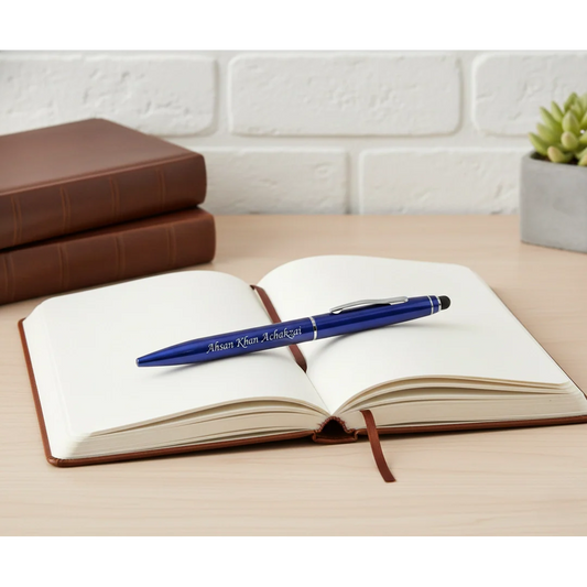 Personalised Royal Blue Stylus Pen – Custom Engraved 2-in-1 Executive Gift – Customized Pen For Mother's Day