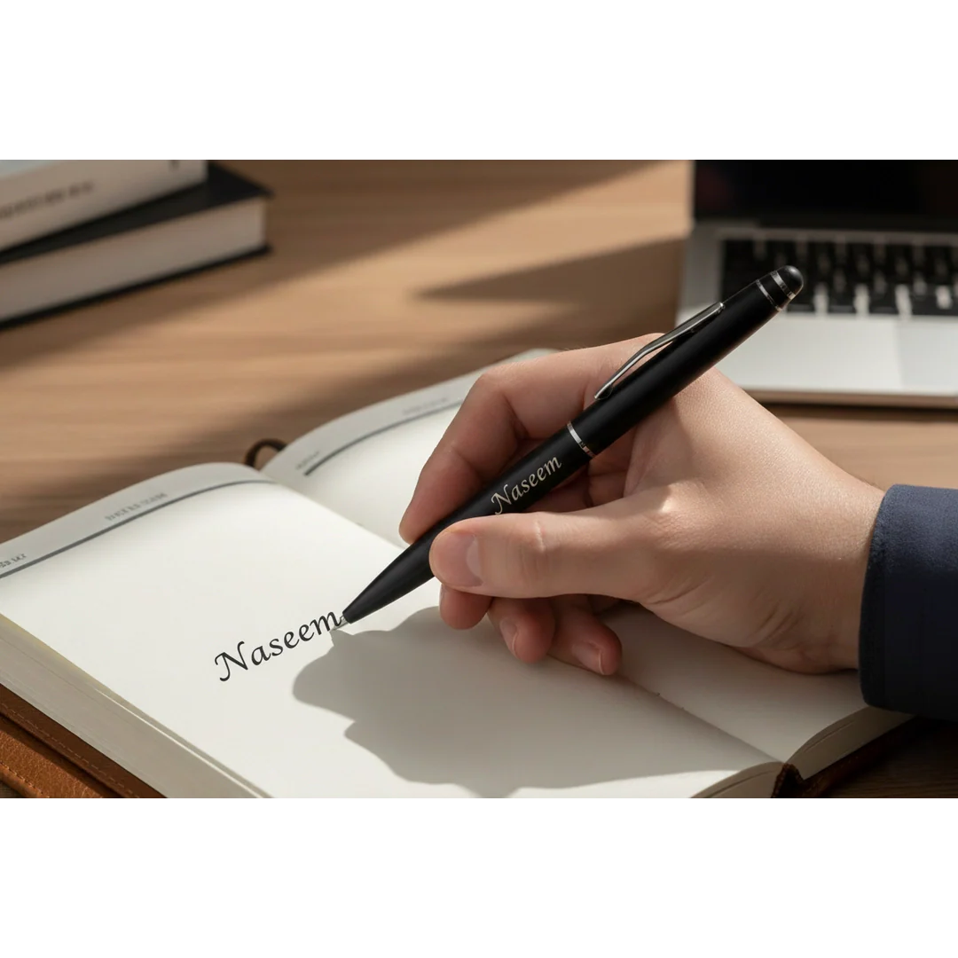 Personalized Matte Black Stylus Pen – Custom Engraved 2-in-1 Executive Tool – Customized Pen