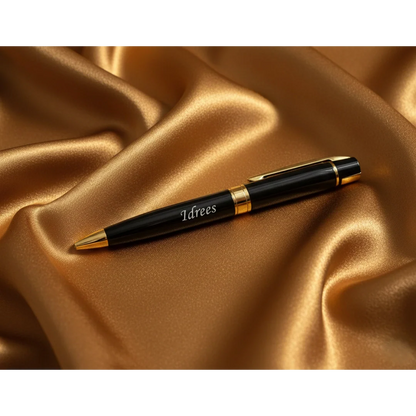 Luxury Obsidian Black & Gold Personalized Pen – Custom Engraved Premium Gift – Customized Pen