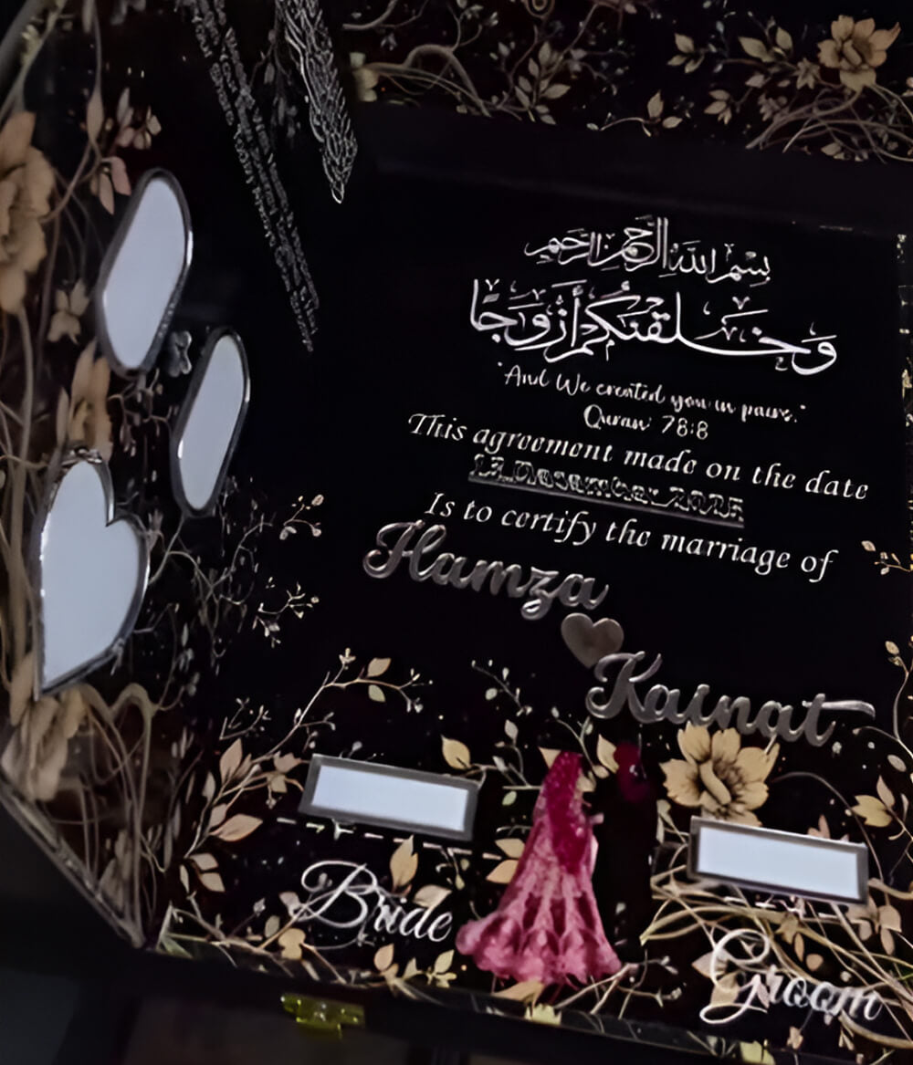 Premium Acrylic Nikah Plate and Pen for Marriage Ceremony