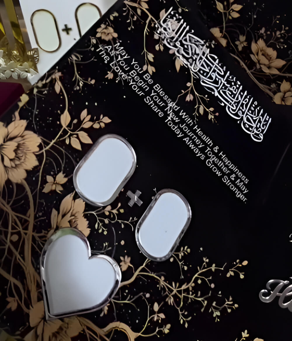 Premium Acrylic Nikah Plate and Pen for Marriage Ceremony