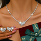 UNI-11379 - White Fancy Bow Diamonds Silver - Jewelry Set