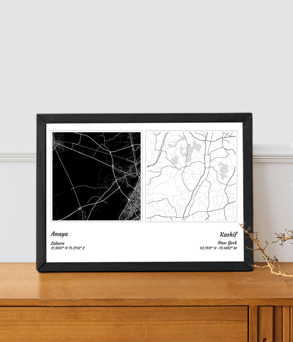 Squared Hearts Miles Apart Frame (Customizable)