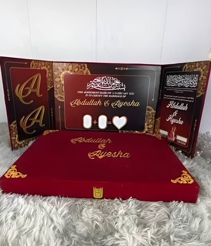 Three Fold Acrylic Nikah Booklet with Premium Velvet Box - Large A3 Size