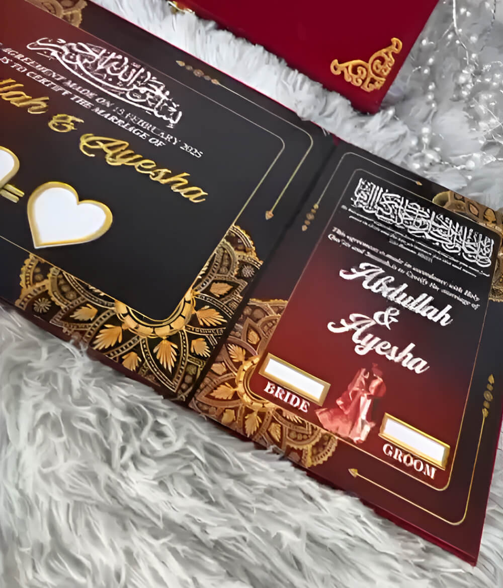Three Fold Acrylic Nikah Booklet with Premium Velvet Box - Large A3 Size