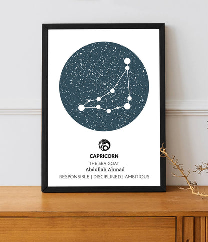 Zodiac Star Map Frame (Customizable)