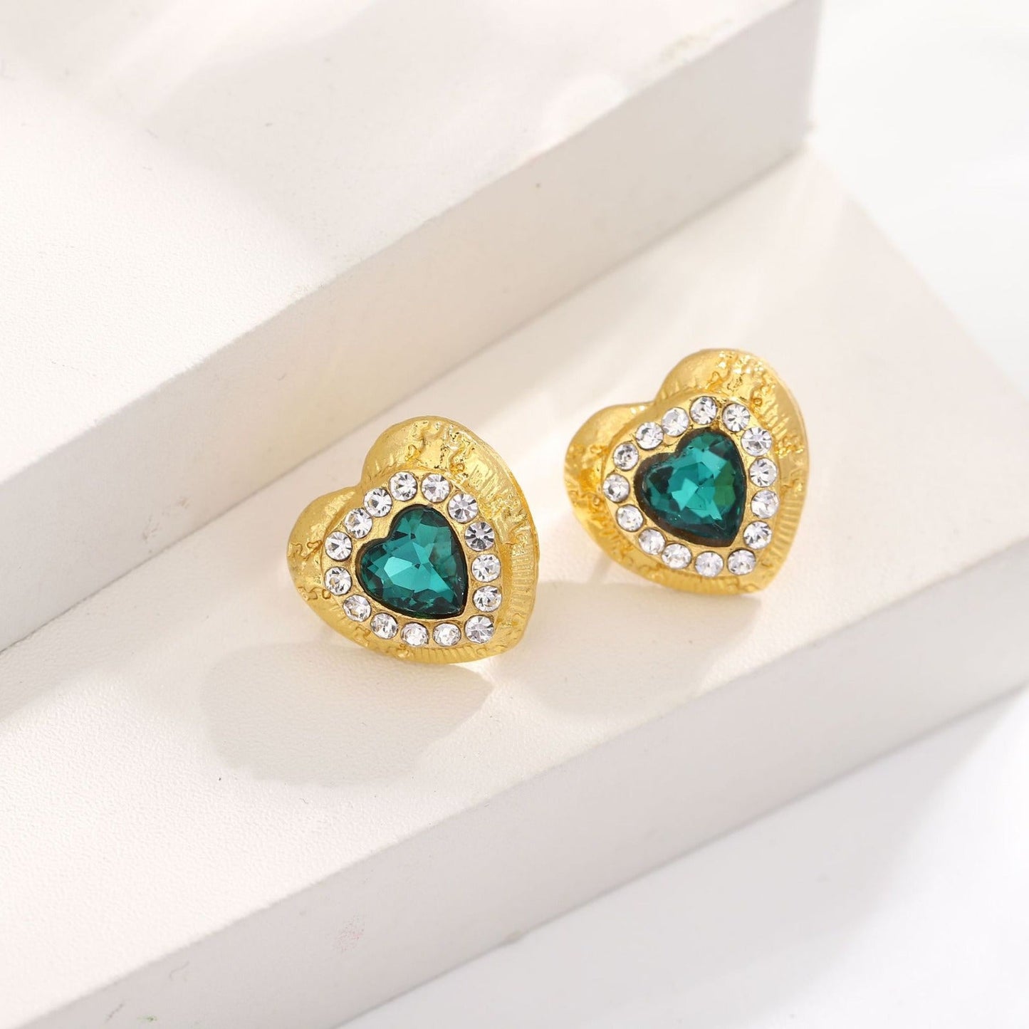 UNI-10543 - Green Crystal Diamond Gold  - Jewelry Set