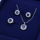 PJ-107 - Navy Blue Natural Stone Silver - Jewelry Set Of 3