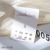 UNI-10759 - Crystal Diamond  Silver - Jewelry Set