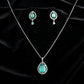 PJ-102 - Turquoise Natural Stone Silver - Jewelry Set