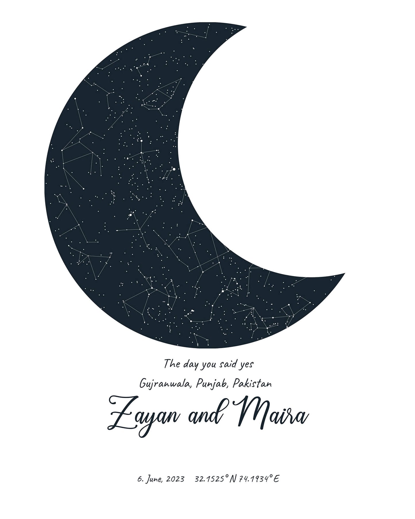 Crescent Star Map Poster (Customizable)